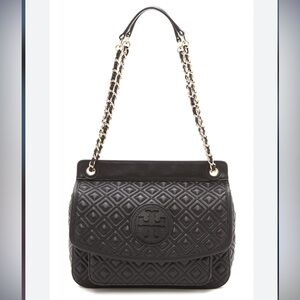 Tory Burch Black Diamond-Pattern Shoulder Bag